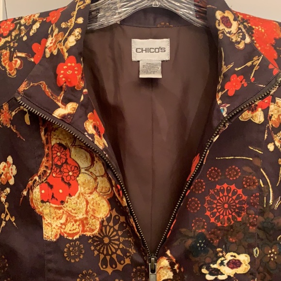 Chico's bohemian inspired Jacket with vibrates floral print. - Picture 3 of 8